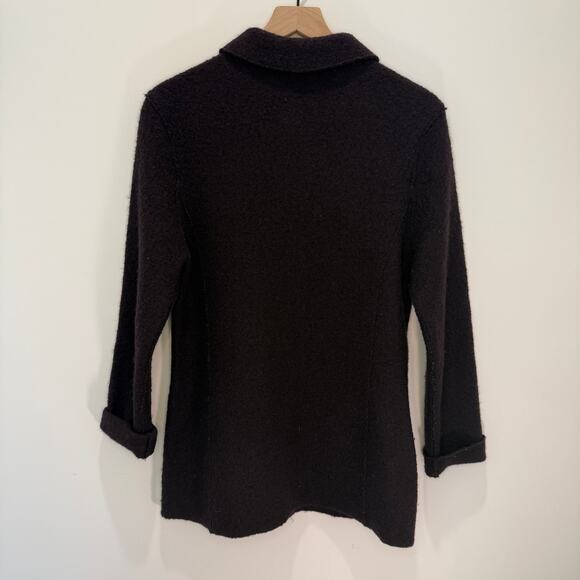 100% Wool Jacket Women's Small Chocolate Brown Button Up Pockets Vintage 90s - Picture 10 of 10